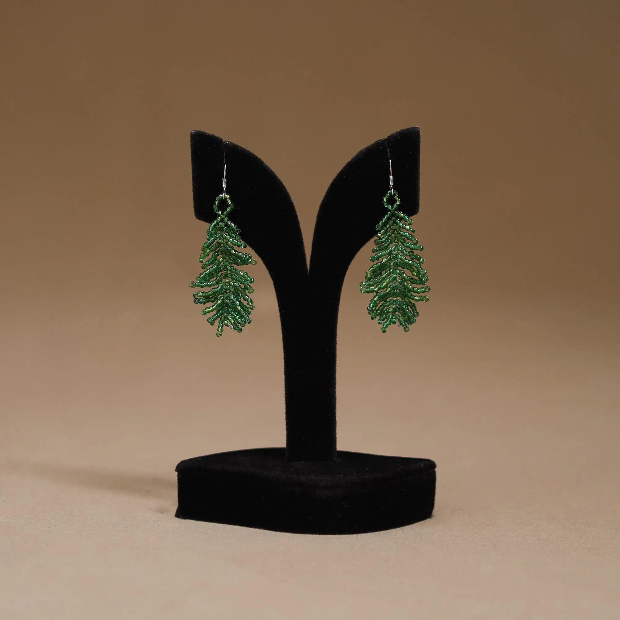Green - Handmade Beadwork Earrings 08 sold by Itokri