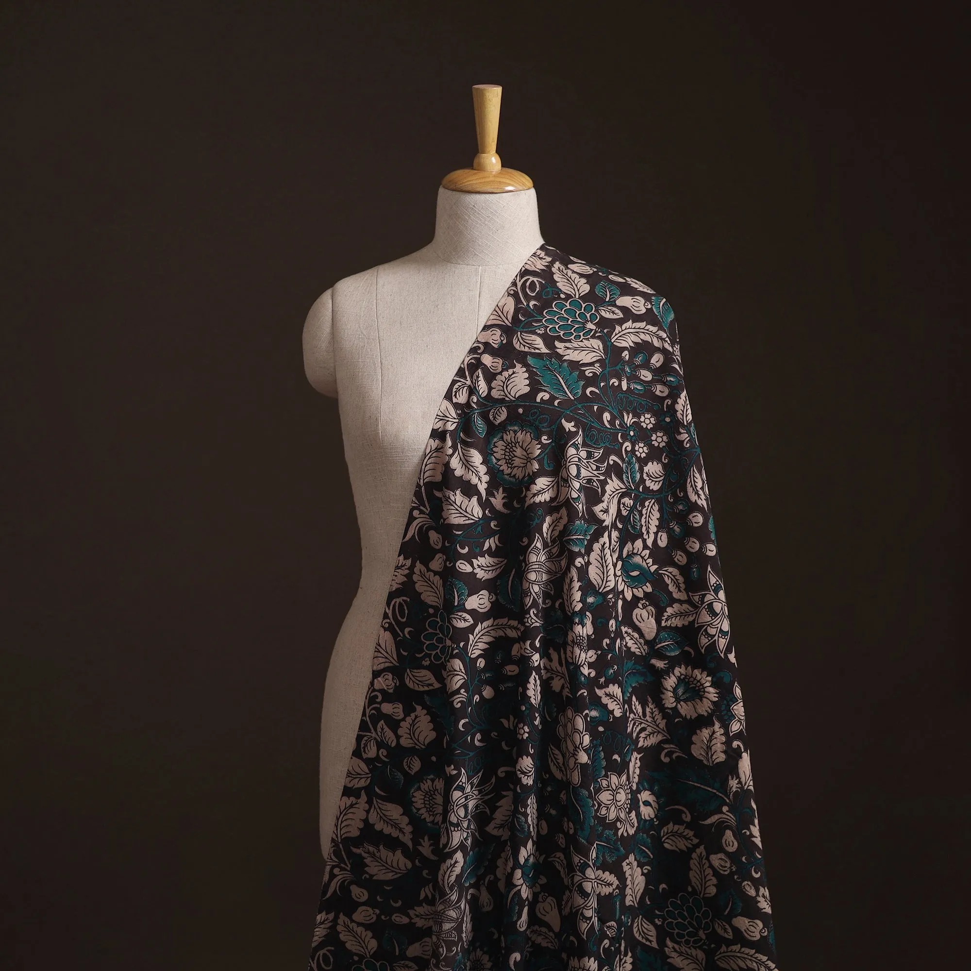 Black - Kalamkari Printed Cotton Fabric 11 sold by Itokri
