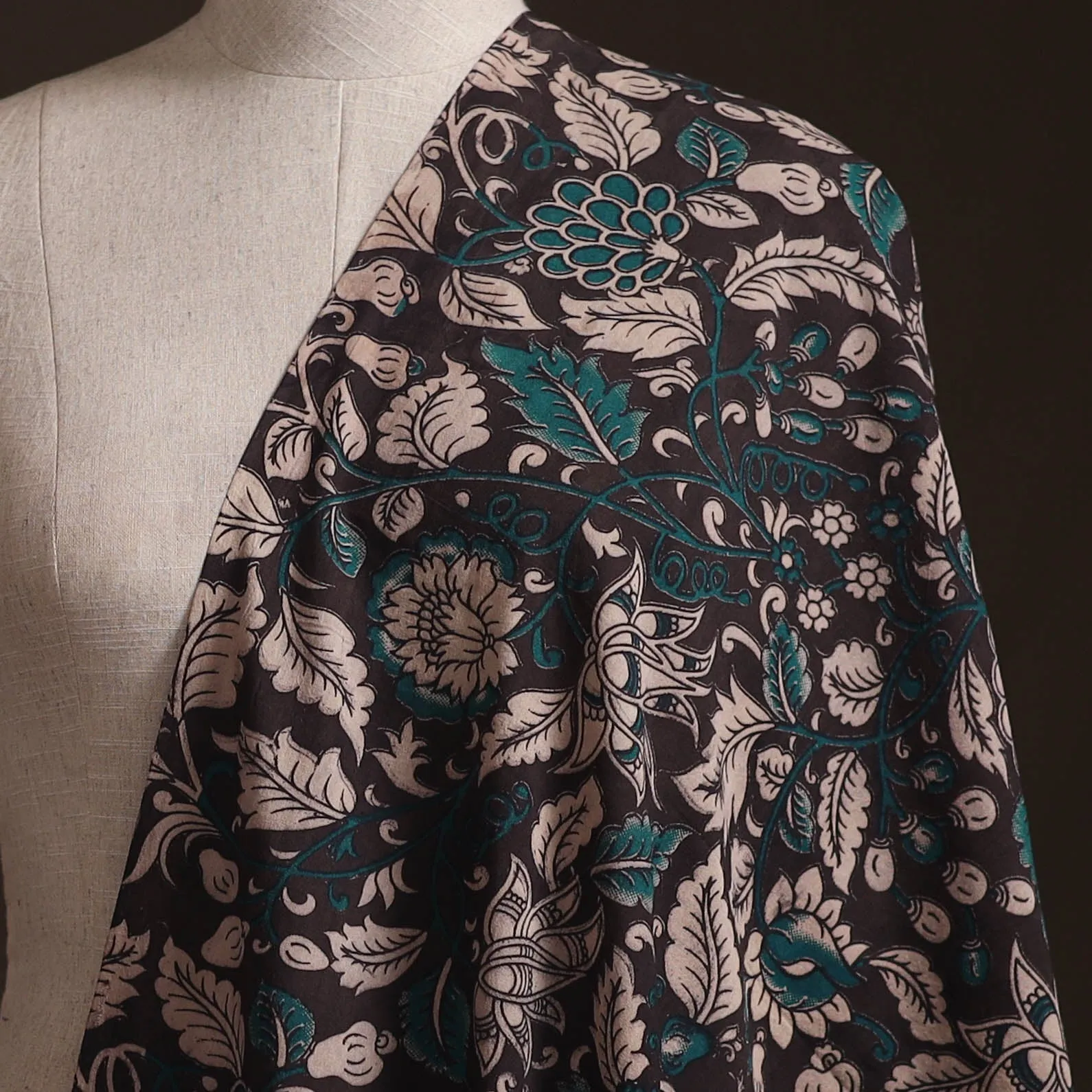 Black - Kalamkari Printed Cotton Fabric 11 sold by Itokri product image thumbnail 2
