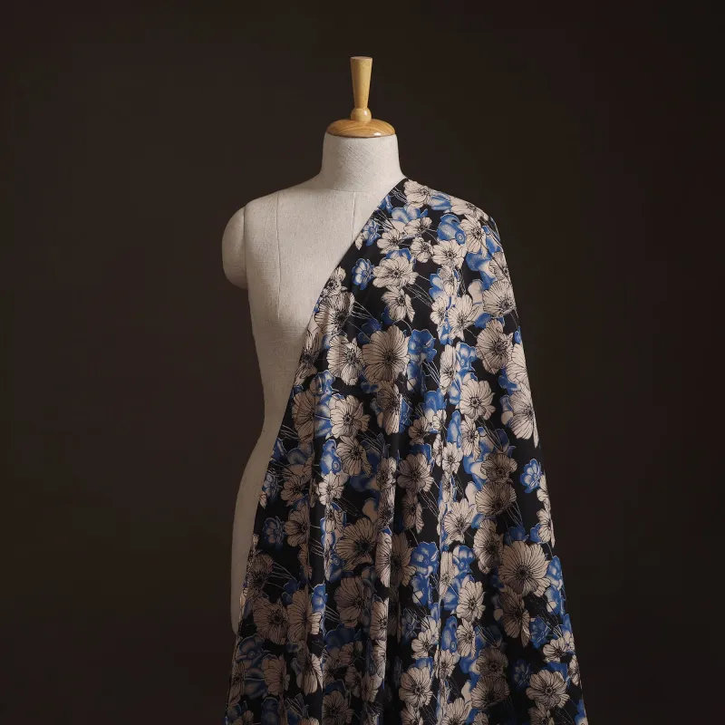 Blue - Kalamkari Printed Cotton Fabric 04 made by Itokri