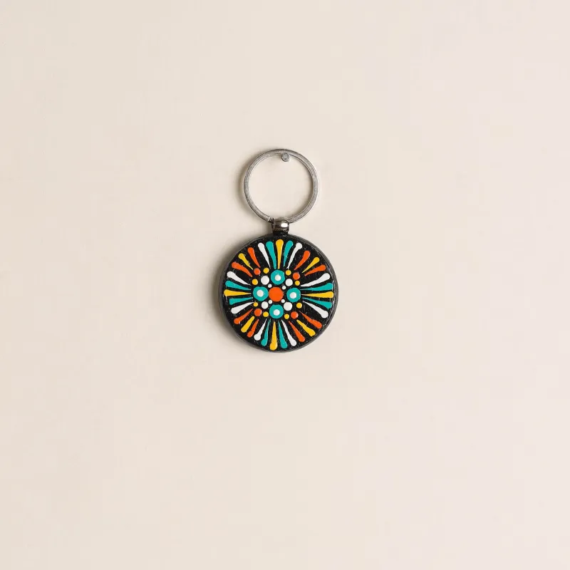Multicolor - Handpainted Mandala Art Wooden Keychain 65 made by Itokri