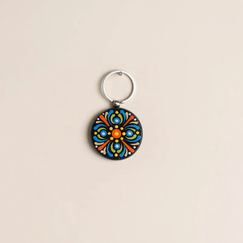 Multicolor - Handpainted Mandala Art Wooden Keychain 64 made by Itokri