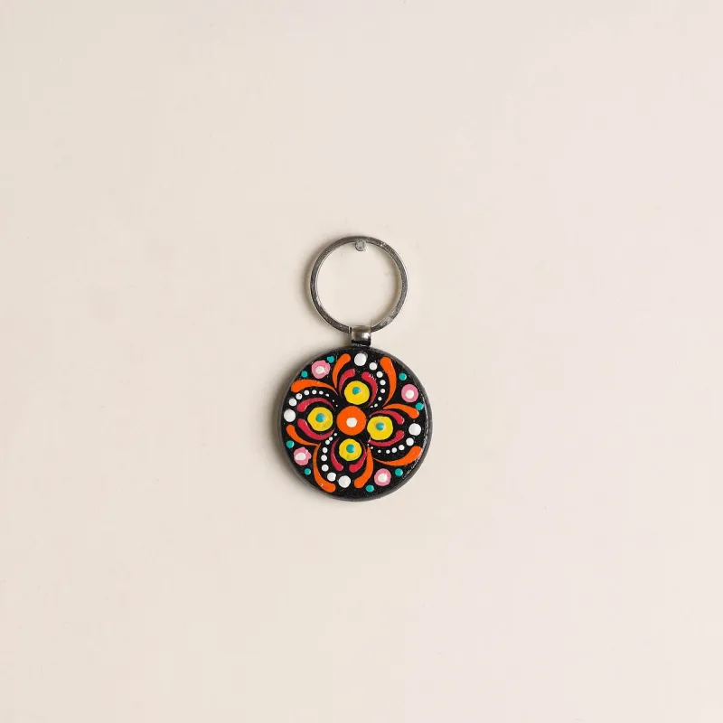 Multicolor - Handpainted Mandala Art Wooden Keychain 62 made by Itokri