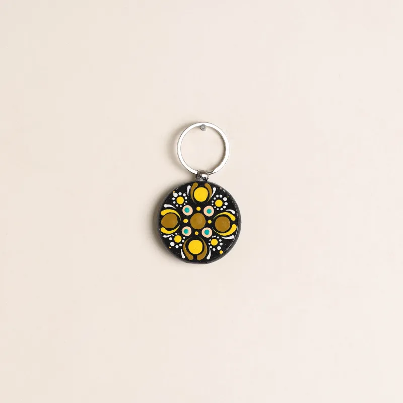 Multicolor - Handpainted Mandala Art Wooden Keychain 60 made by Itokri