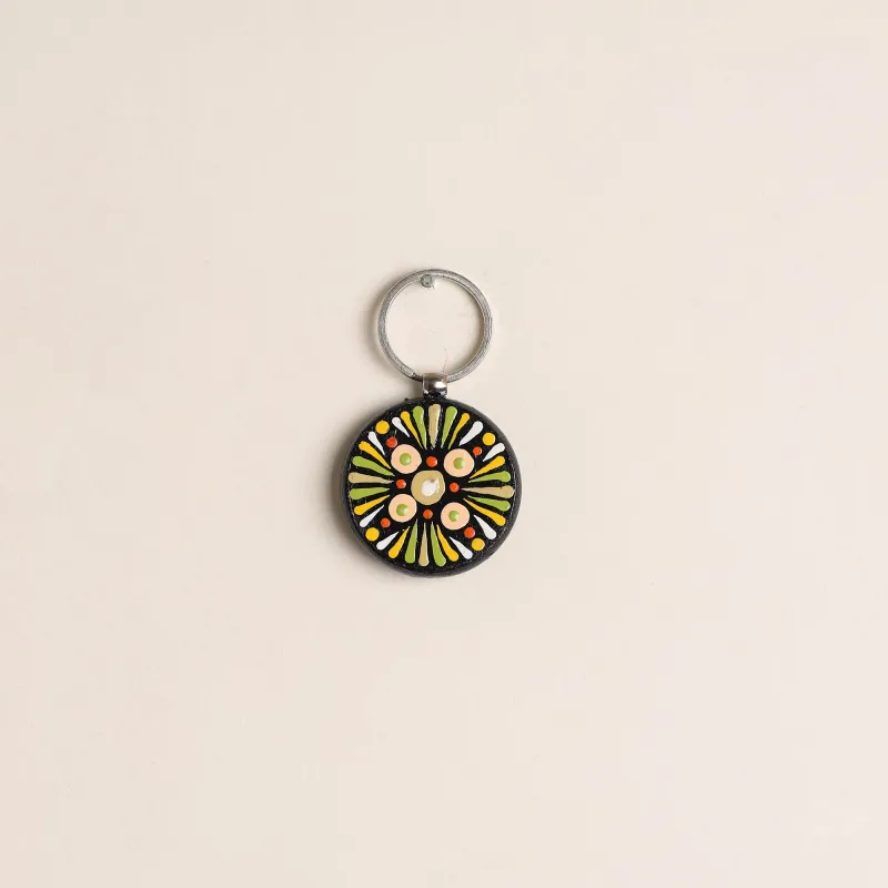 Multicolor - Handpainted Mandala Art Wooden Keychain 57 made by Itokri