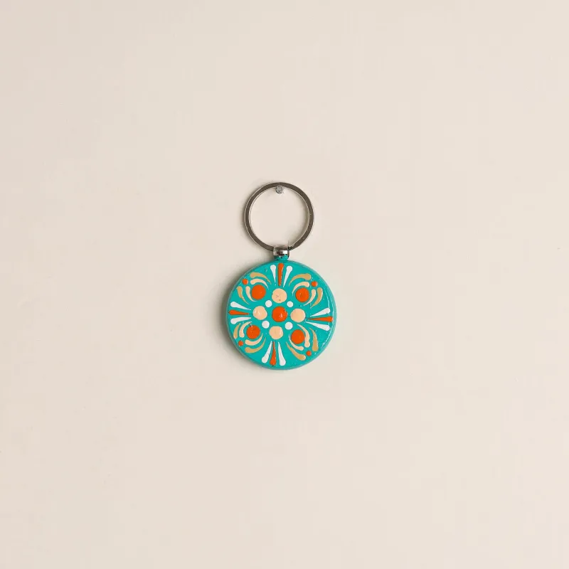 Green - Handpainted Mandala Art Wooden Keychain 56 made by Itokri