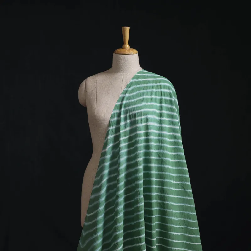 Green - Leheriya Tie-Dye Cotton Fabric 03 made by Itokri