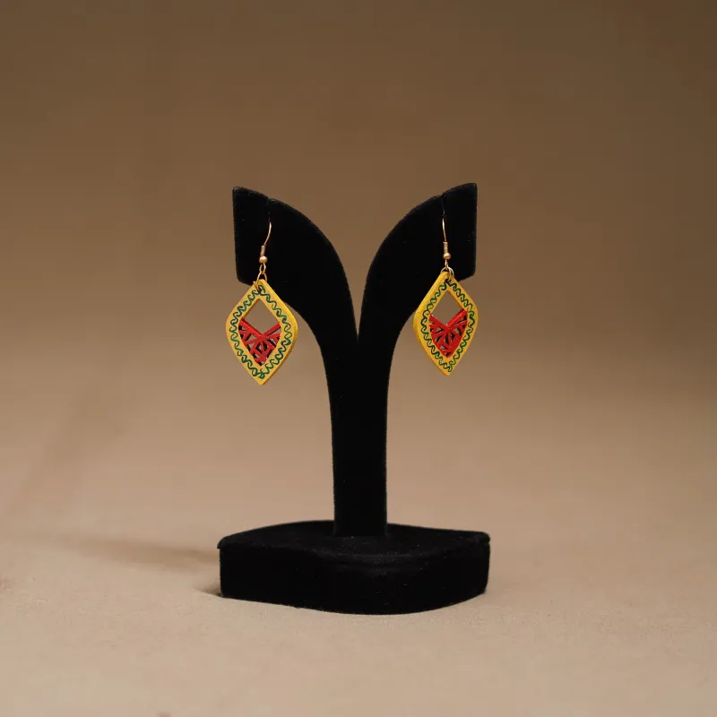 Yellow - Handpainted Manjusha Art Wooden Earrings 06 made by Itokri