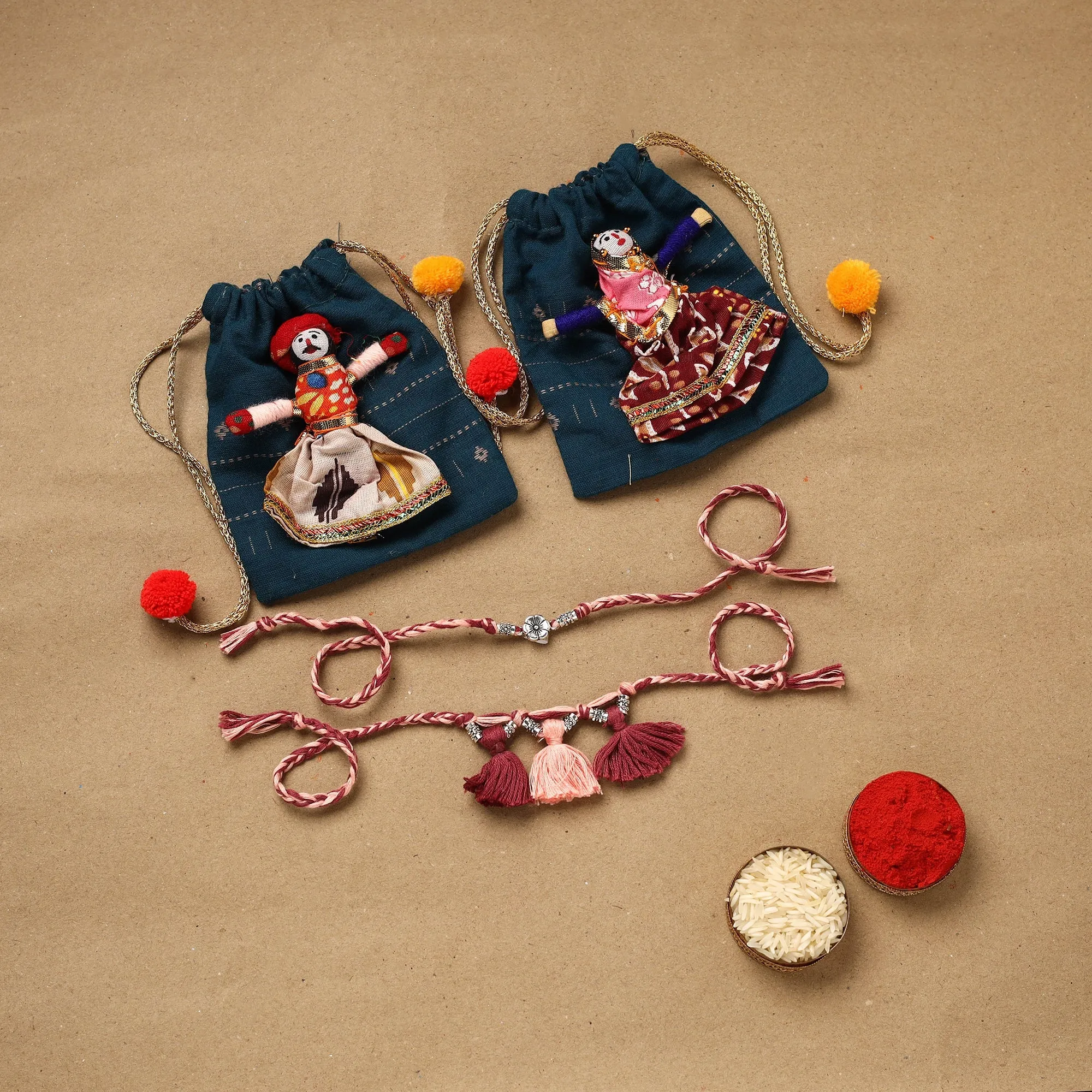 Flower - Handmade German Silver Bhaiya Bhabhi Rakhi Set 184 sold by Itokri