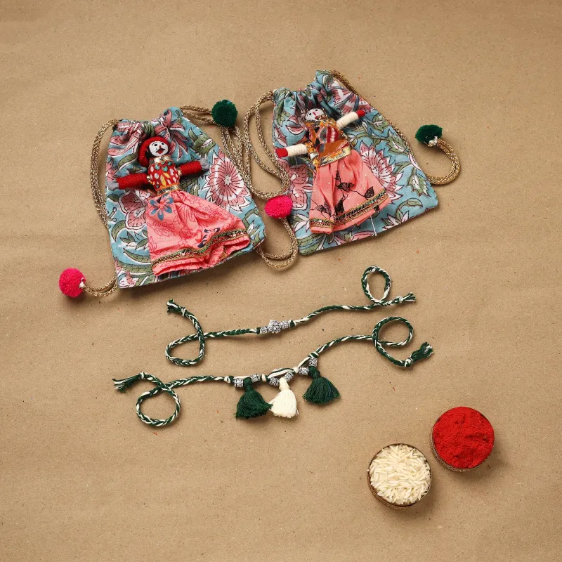 Flower - Handmade German Silver Bhaiya Bhabhi Rakhi Set 174 made by Itokri
