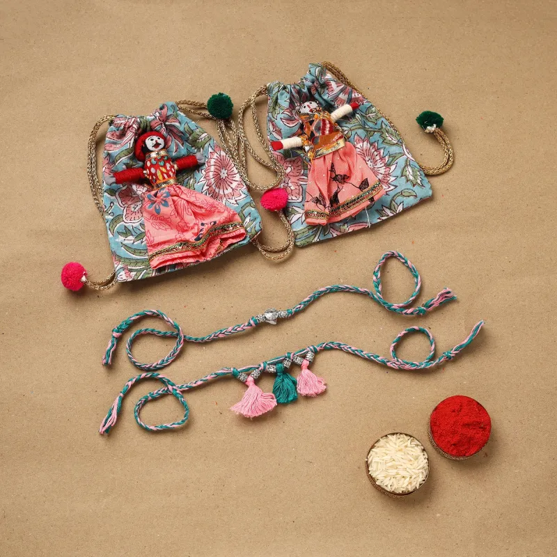Flower - Handmade German Silver Bhaiya Bhabhi Rakhi Set 170 made by Itokri