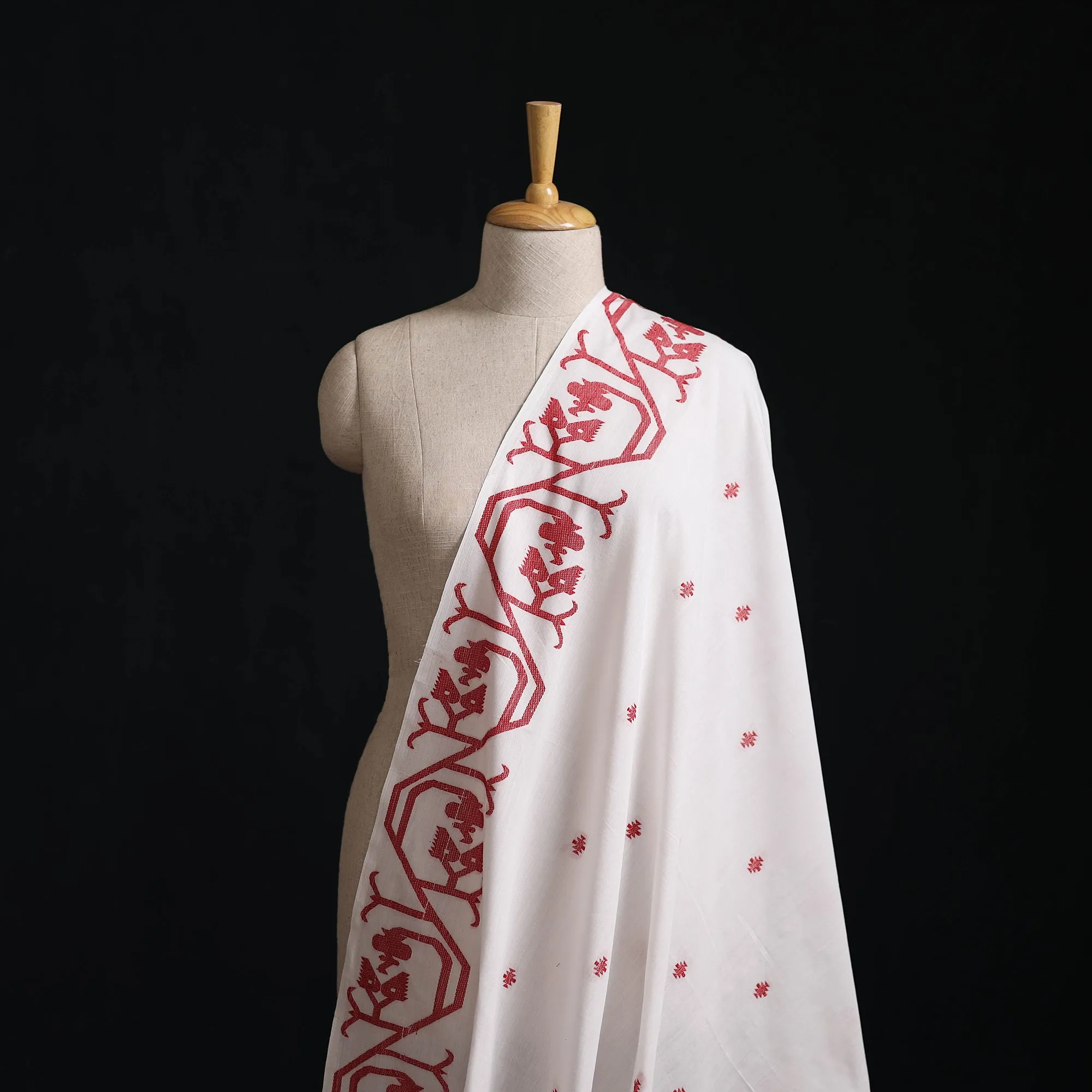 White - Prewashed Cotton Jacquard Fabric 52 sold by Itokri