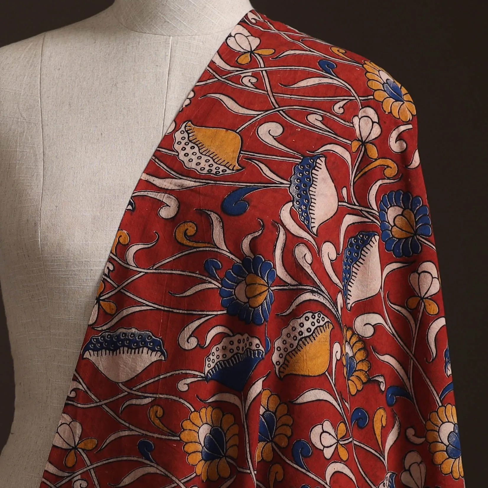 Red - Kalamkari Printed Cotton Fabric 30 sold by Itokri product image thumbnail 2