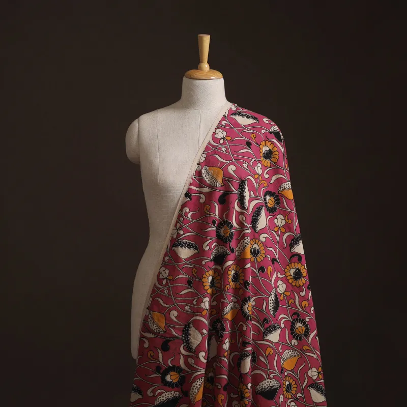Pink - Kalamkari Printed Cotton Fabric 27 made by Itokri