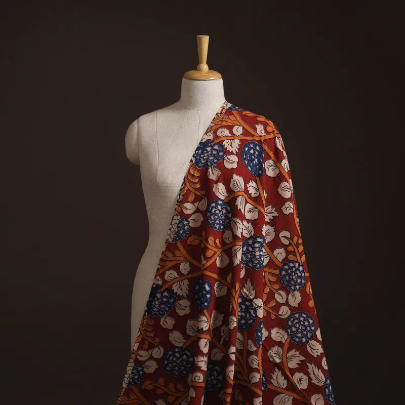 Red - Kalamkari Printed Cotton Fabric 26 made by Itokri