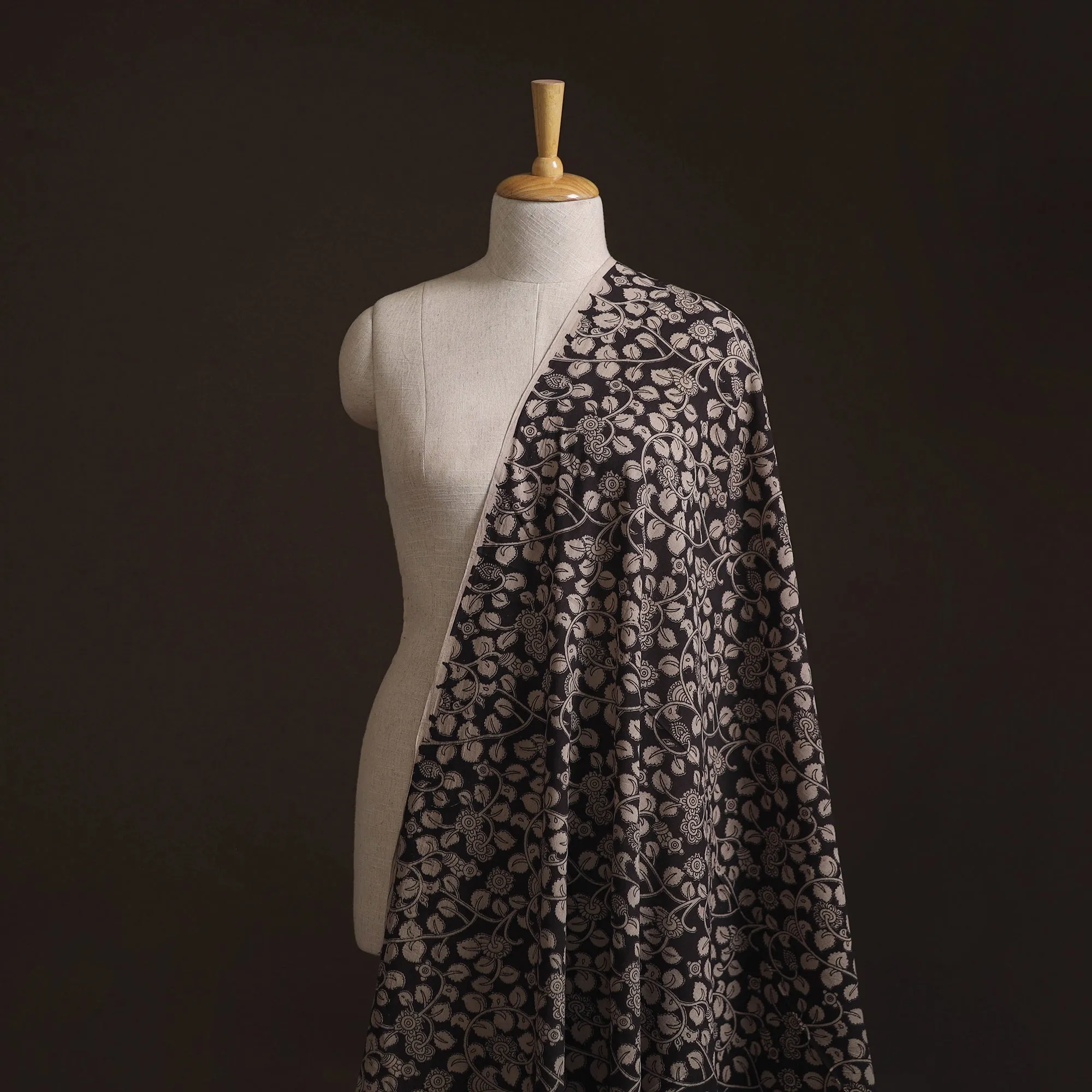 Black - Kalamkari Printed Cotton Fabric 15 sold by Itokri