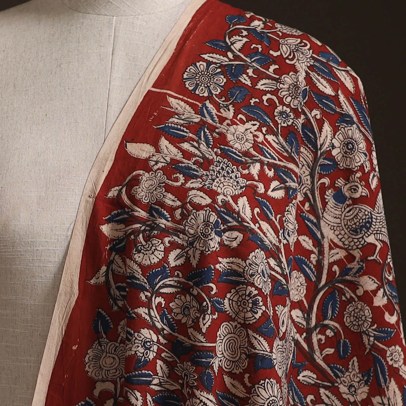 Red - Kalamkari Printed Cotton Fabric 10 sold by Itokri product image thumbnail 2