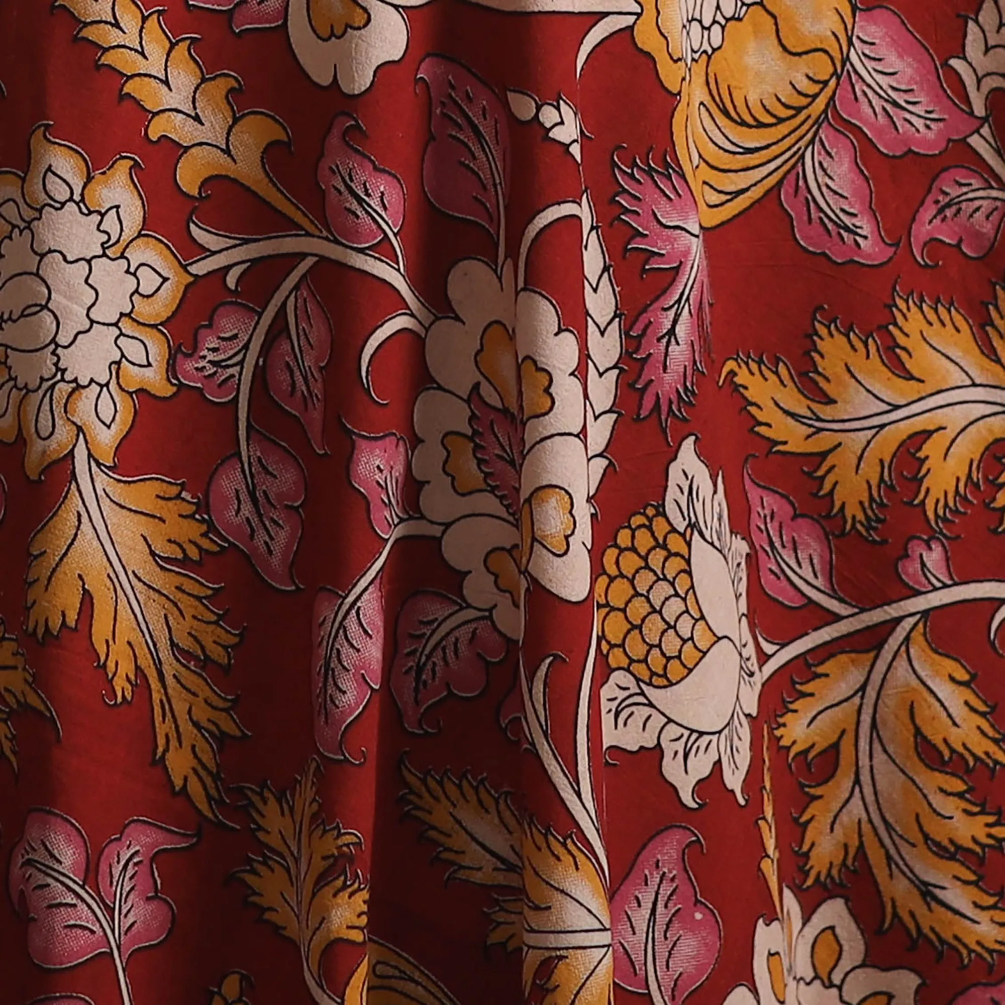 Red - Kalamkari Printed Cotton Fabric 09 sold by Itokri product image thumbnail 3