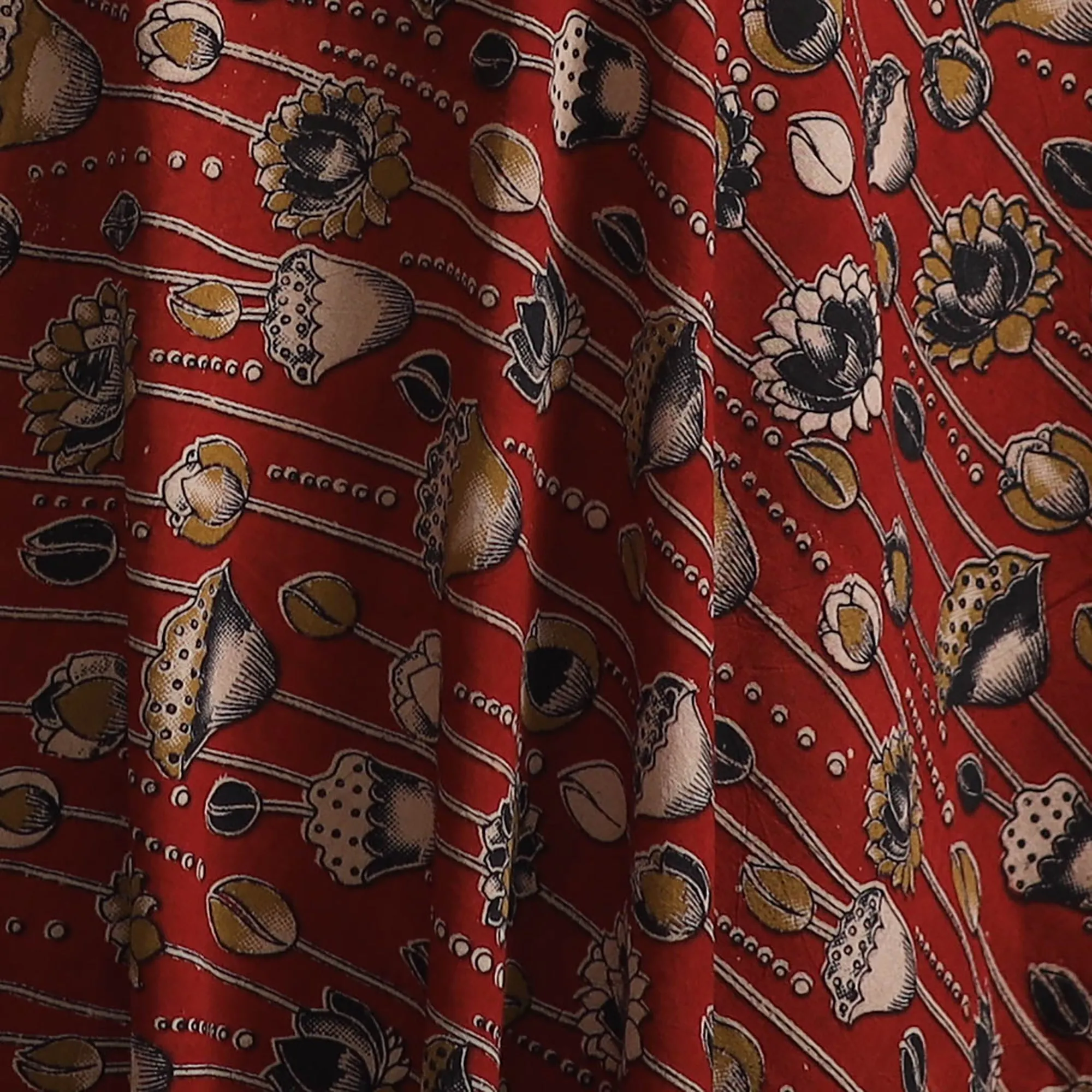 Red - Kalamkari Printed Cotton Fabric 08 sold by Itokri product image thumbnail 3