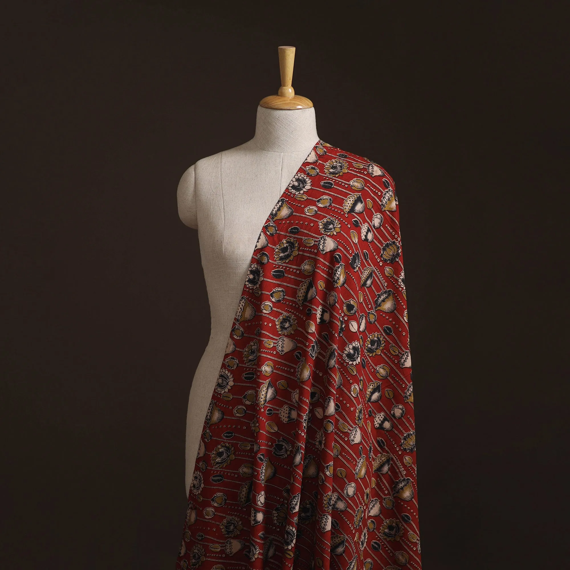 Red - Kalamkari Printed Cotton Fabric 08 sold by Itokri