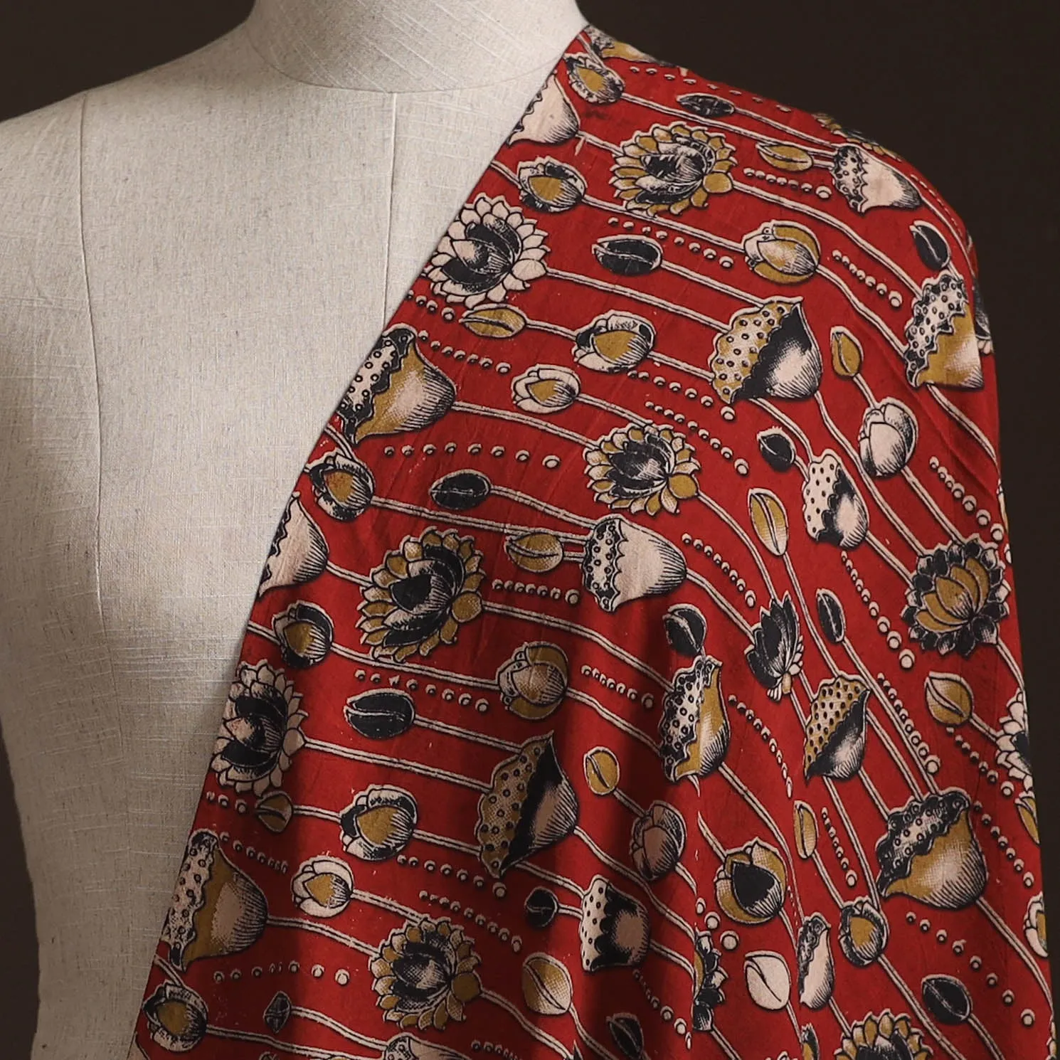 Red - Kalamkari Printed Cotton Fabric 08 sold by Itokri product image thumbnail 2