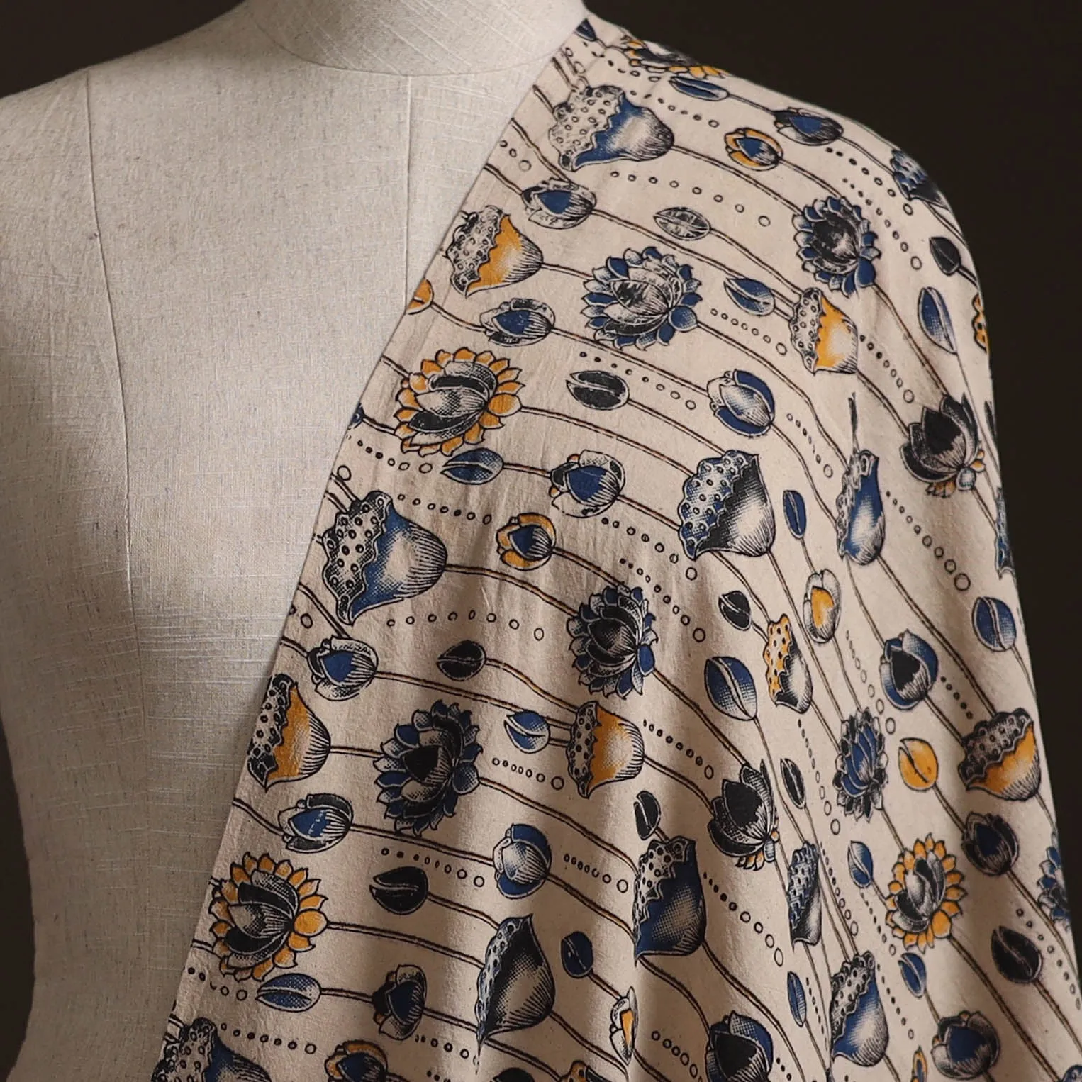 Beige - Kalamkari Printed Cotton Fabric 04 sold by Itokri product image thumbnail 2