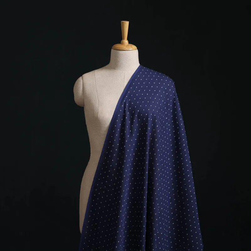 Blue - Prewashed Cotton Jacquard Fabric 37 made by Itokri