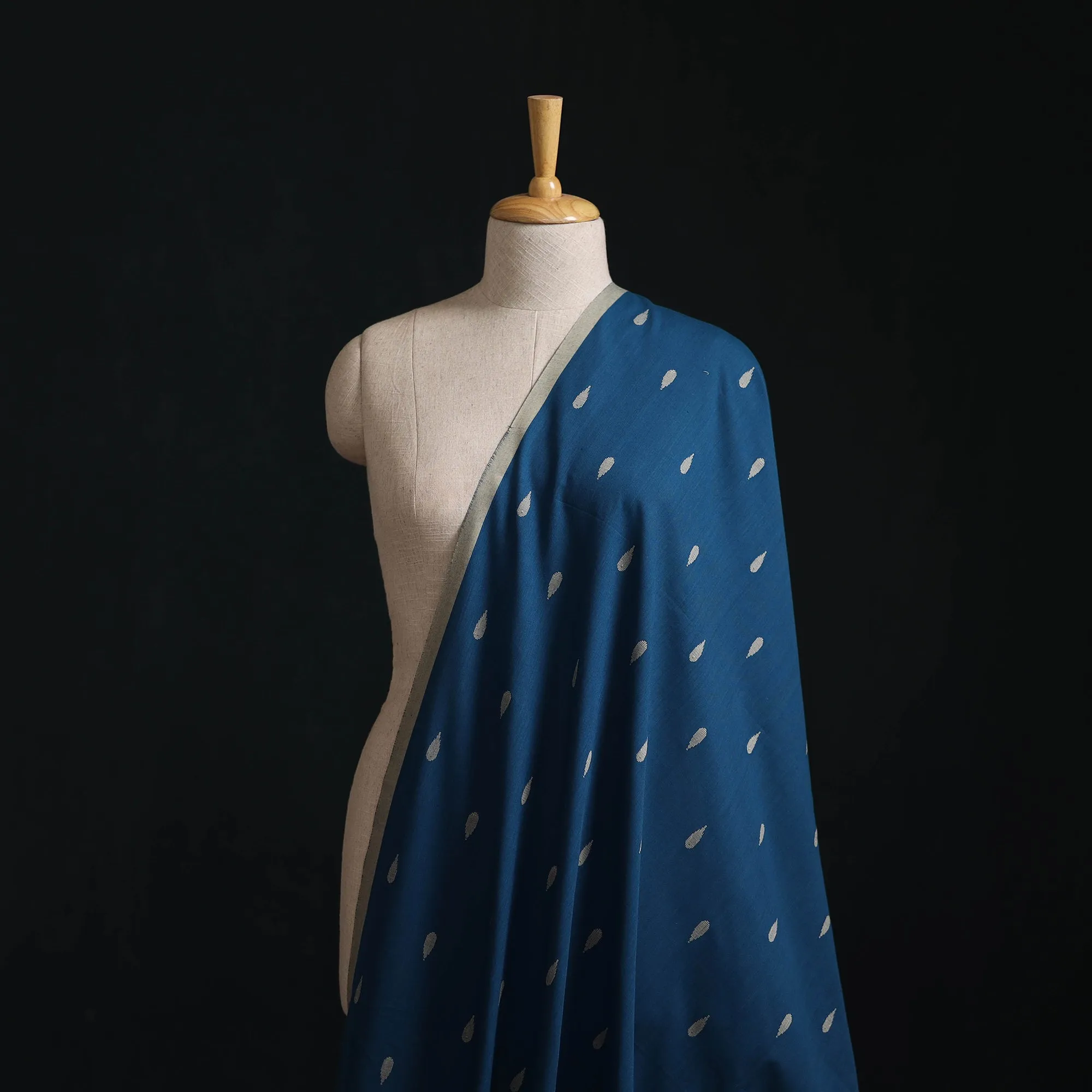 Blue - Prewashed Cotton Jacquard Fabric 19 sold by Itokri