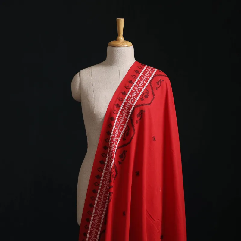 Red - Prewashed Cotton Jacquard Fabric 16 made by Itokri