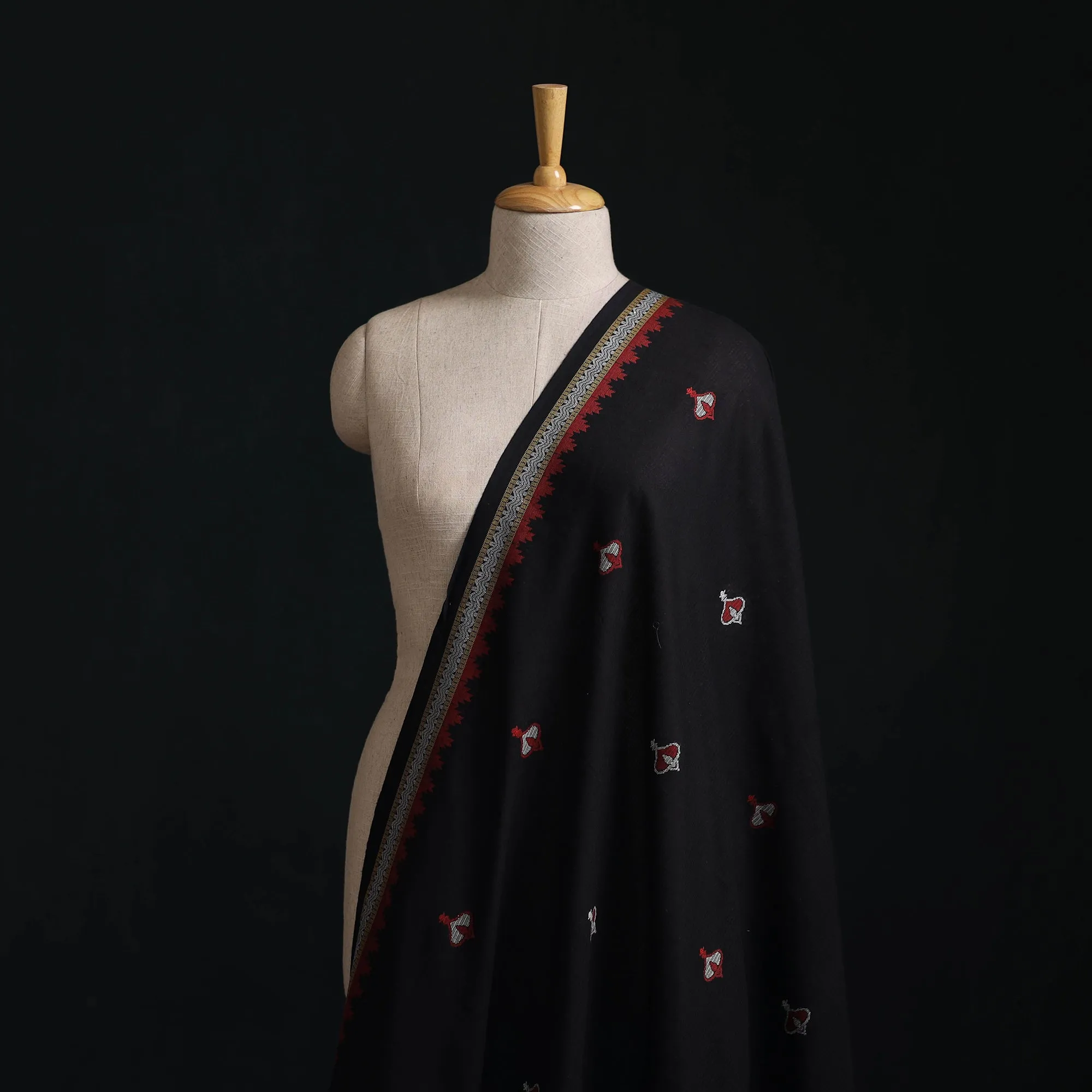 Black - Prewashed Cotton Jacquard Fabric 15 sold by Itokri