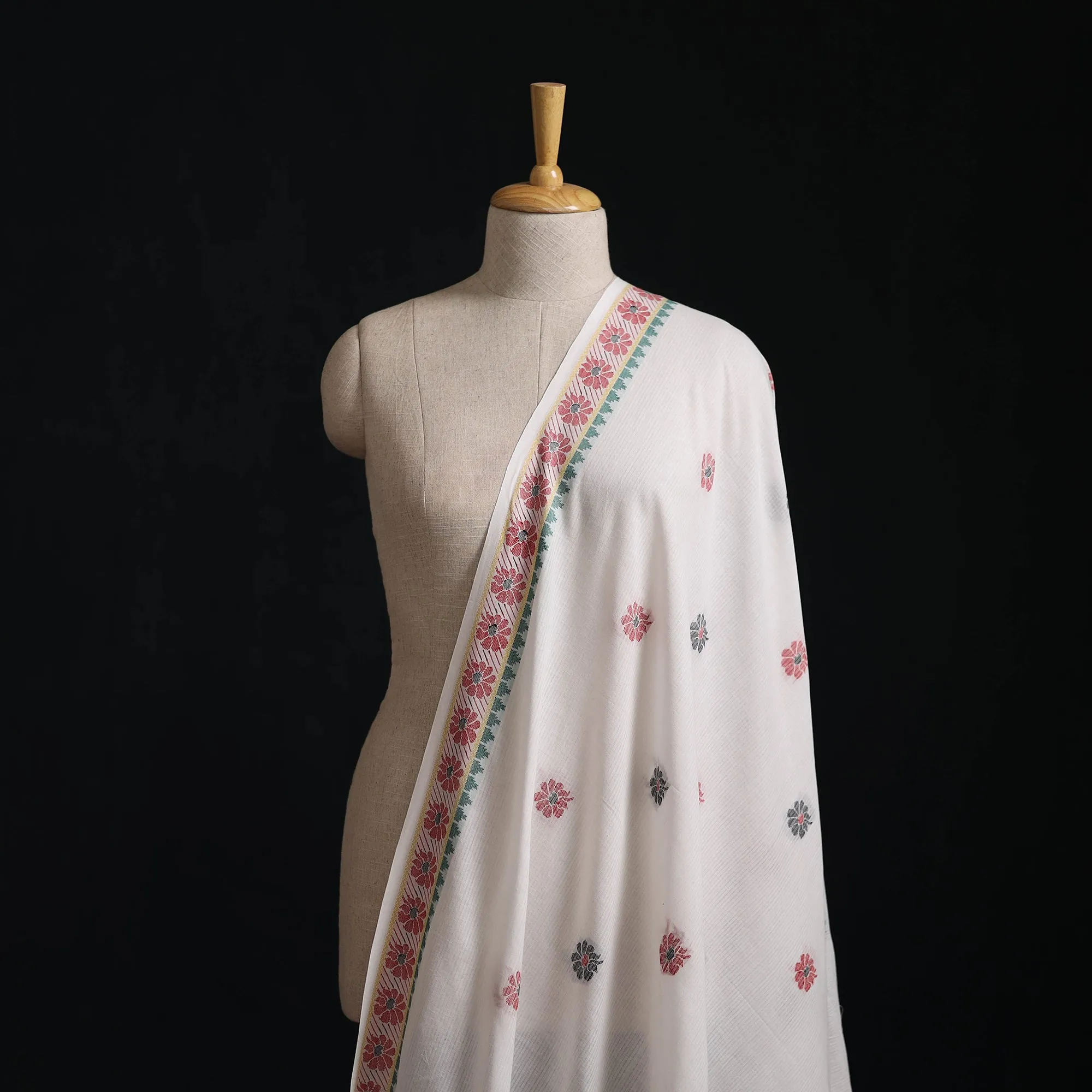 White - Prewashed Cotton Jacquard Fabric 07 sold by Itokri