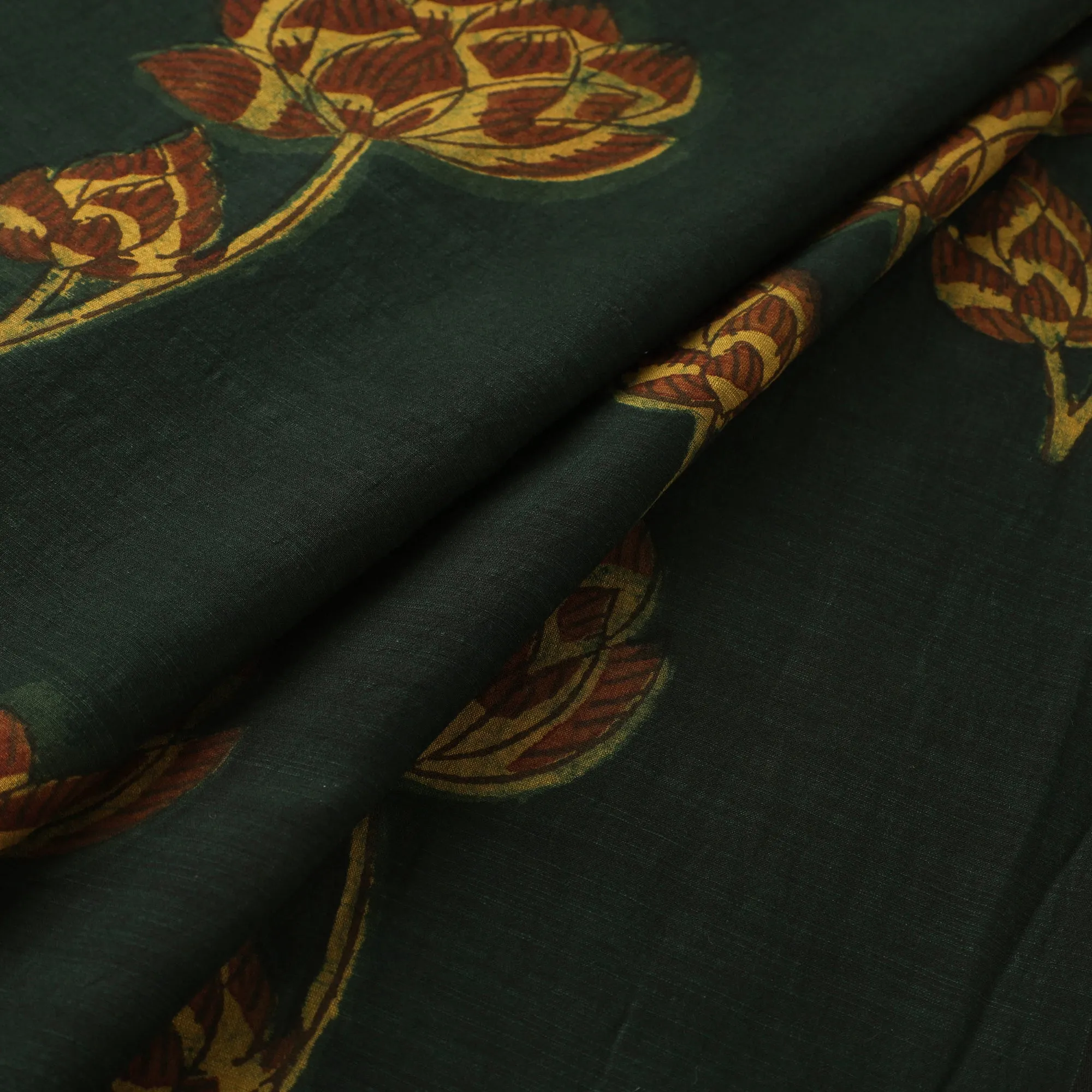 Green - Akola Hand Block Printed Handloom Chanderi Slub Fabric 09 sold by Itokri product image thumbnail 2