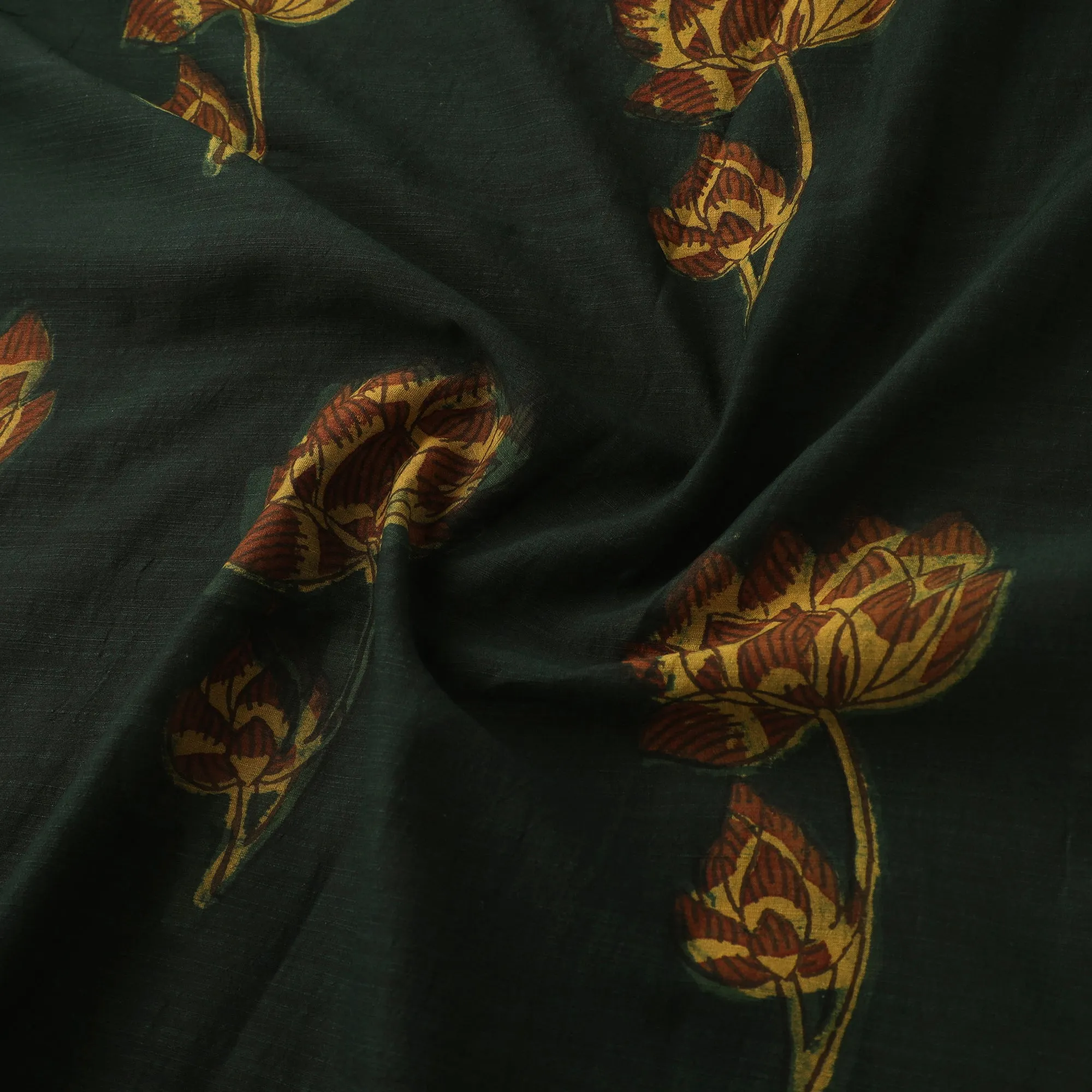 Green - Akola Hand Block Printed Handloom Chanderi Slub Fabric 09 sold by Itokri product image thumbnail 3