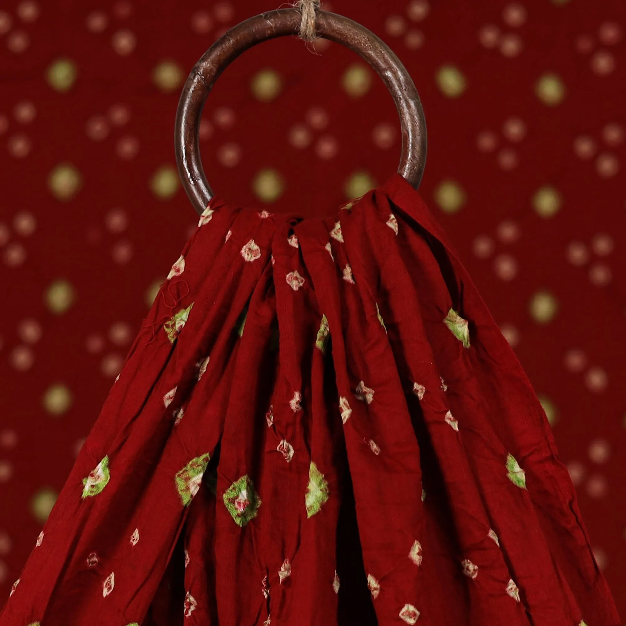 Red - Kutch Tie-Dye Bandhani Cotton Fabric 22 sold by Itokri product image thumbnail 3