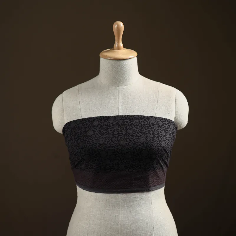 Black - Bagh Hand Block Print Natural Dyed Cotton Blouse Piece 27 made by Itokri