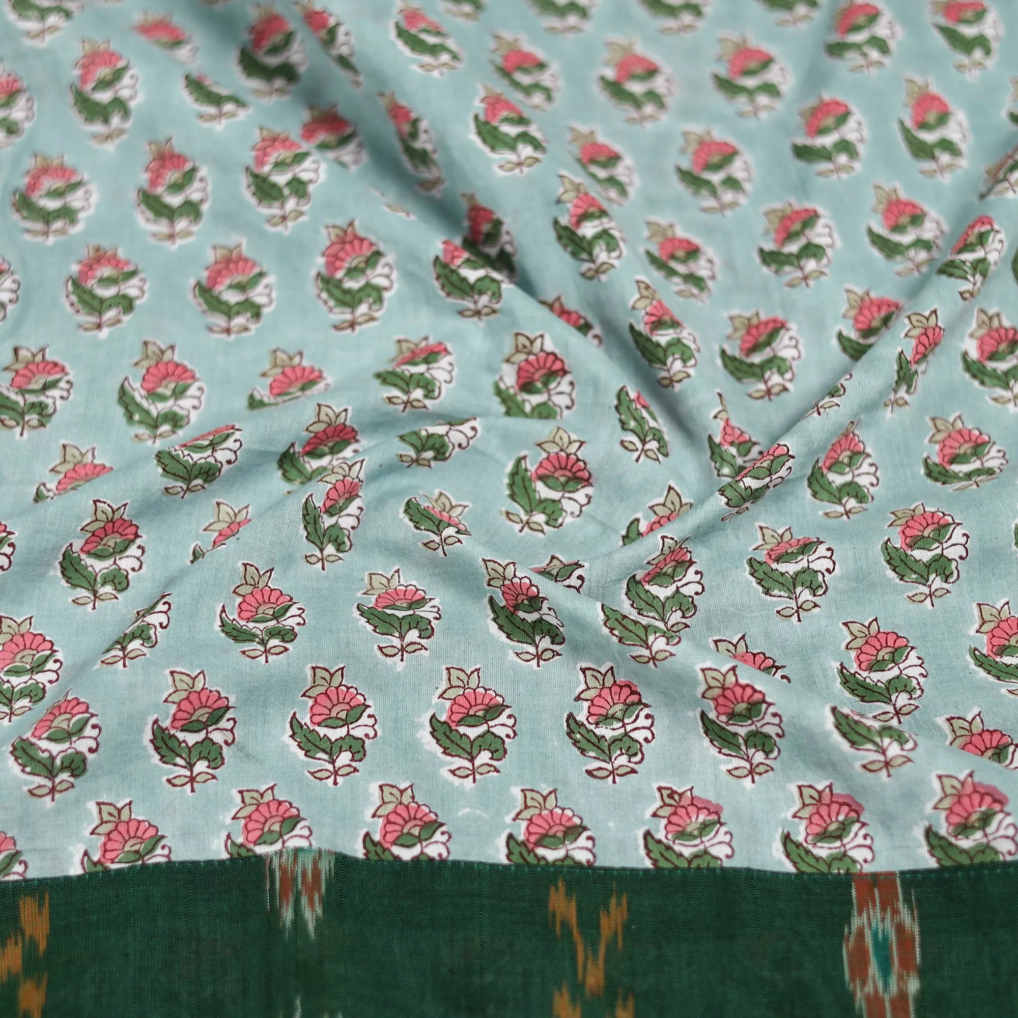 Blue - Sanganeri Hand Block Print Cotton Blouse Piece 09 sold by Itokri product image thumbnail 3