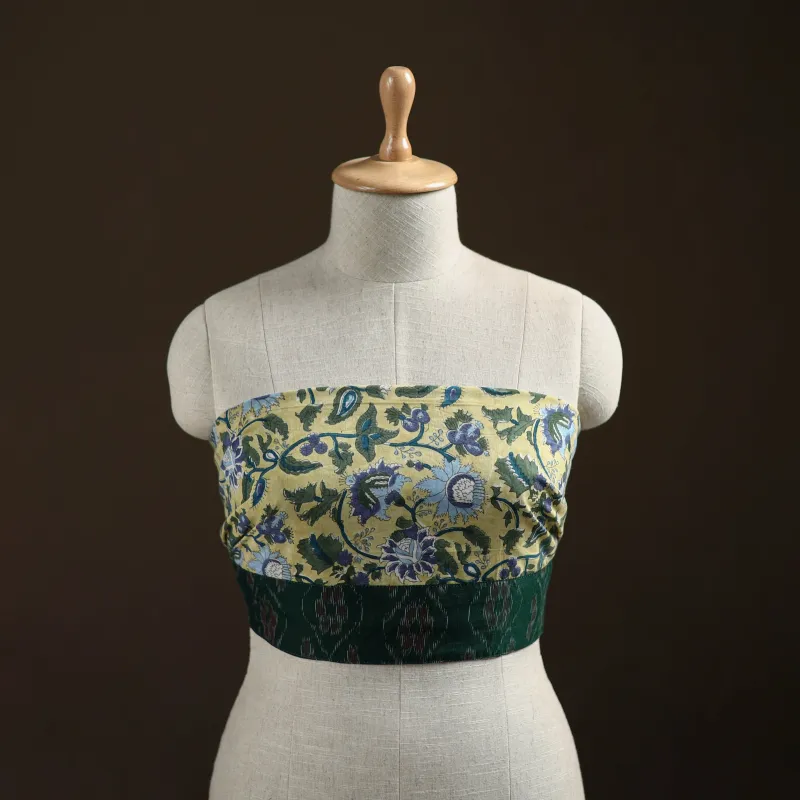 Yellow - Sanganeri Hand Block Print Cotton Blouse Piece 08 made by Itokri