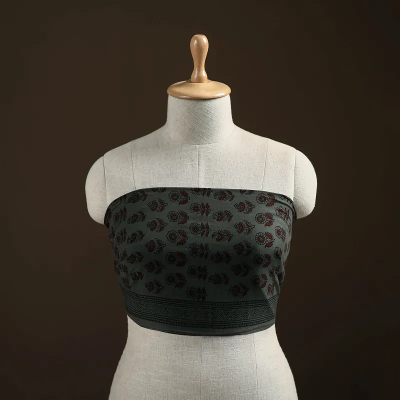 Black - Bagh Hand Block Print Natural Dyed Cotton Blouse Piece 21 made by Itokri
