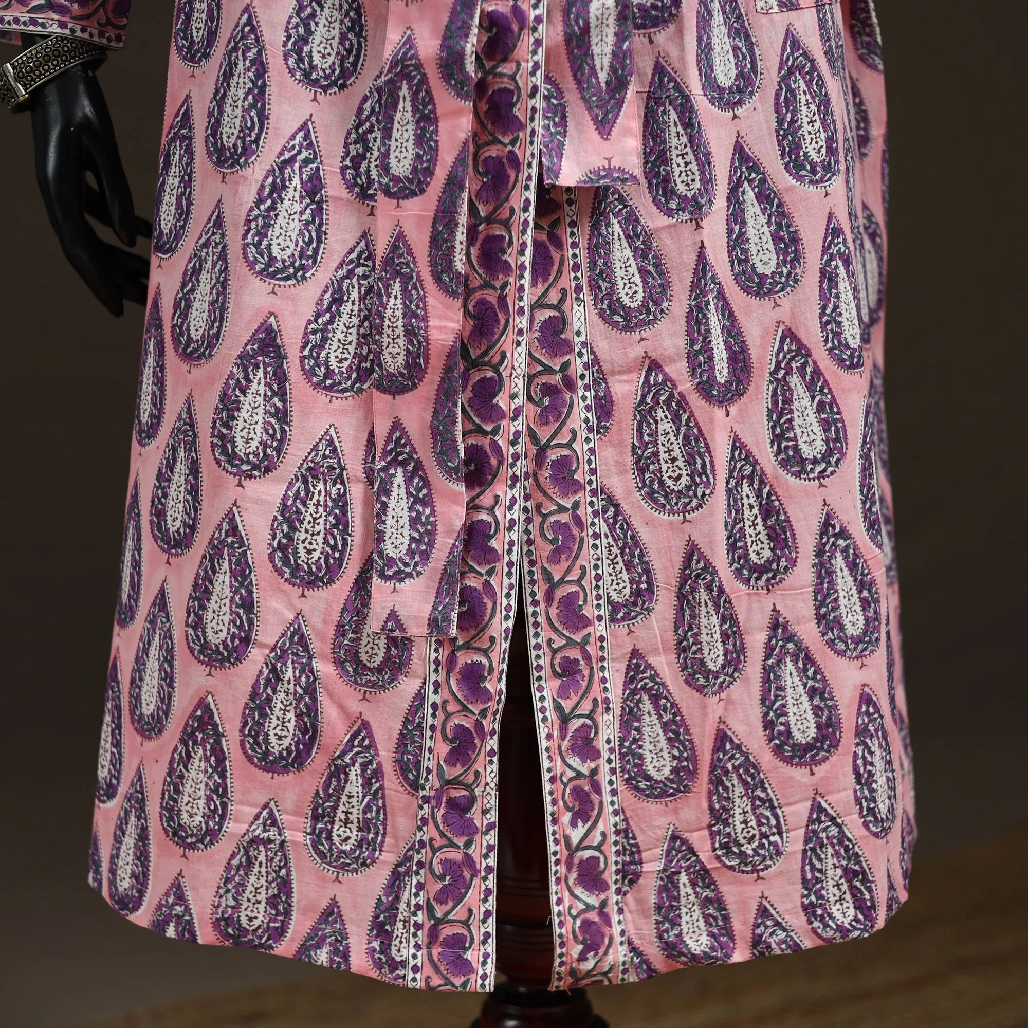Pink - Sanganeri Hand Block Print Cotton Bath Robe 47 sold by Itokri product image thumbnail 3