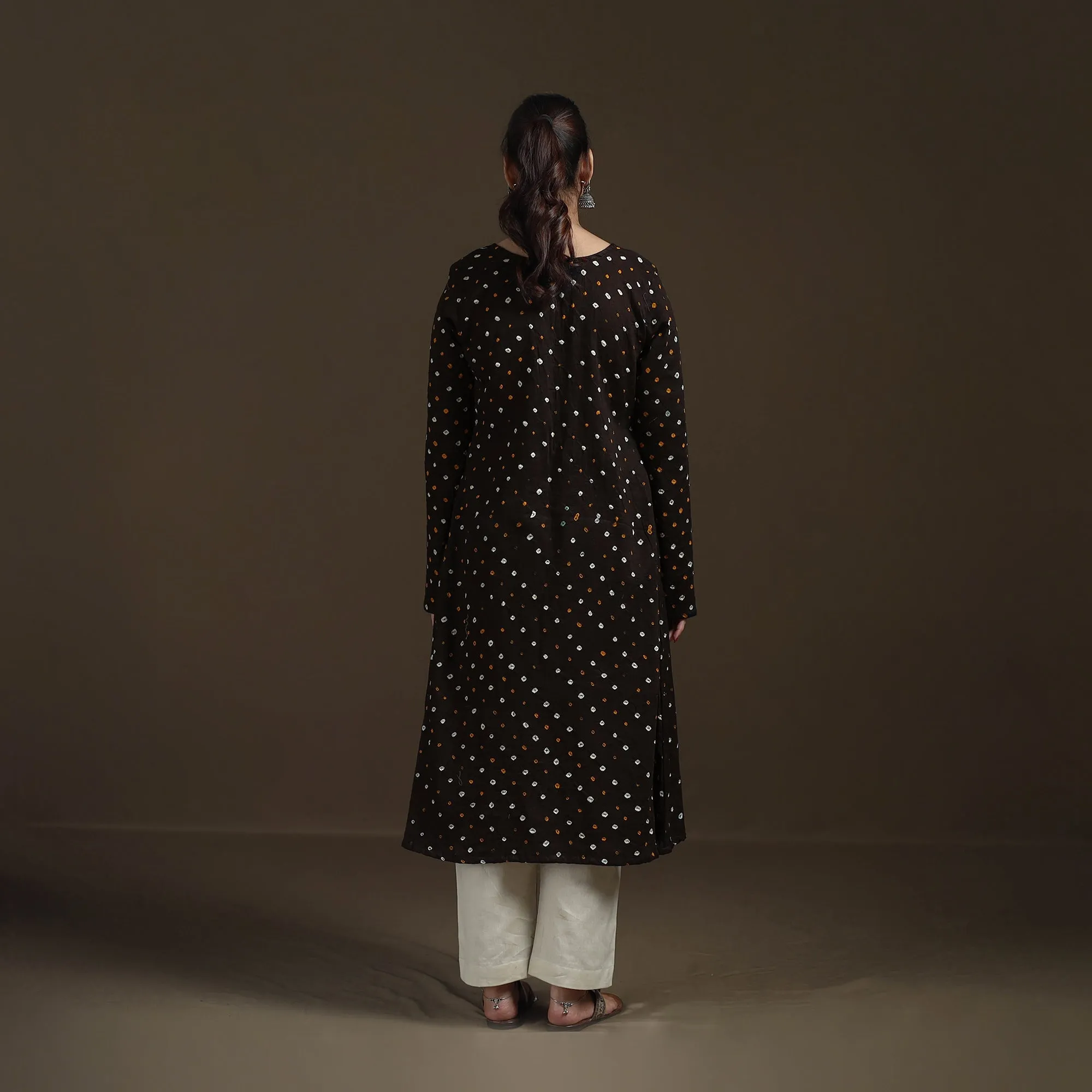 Black - Bandhani Tie-Dye Cotton A-Line Kurta for women 03 sold by Itokri product image thumbnail 4