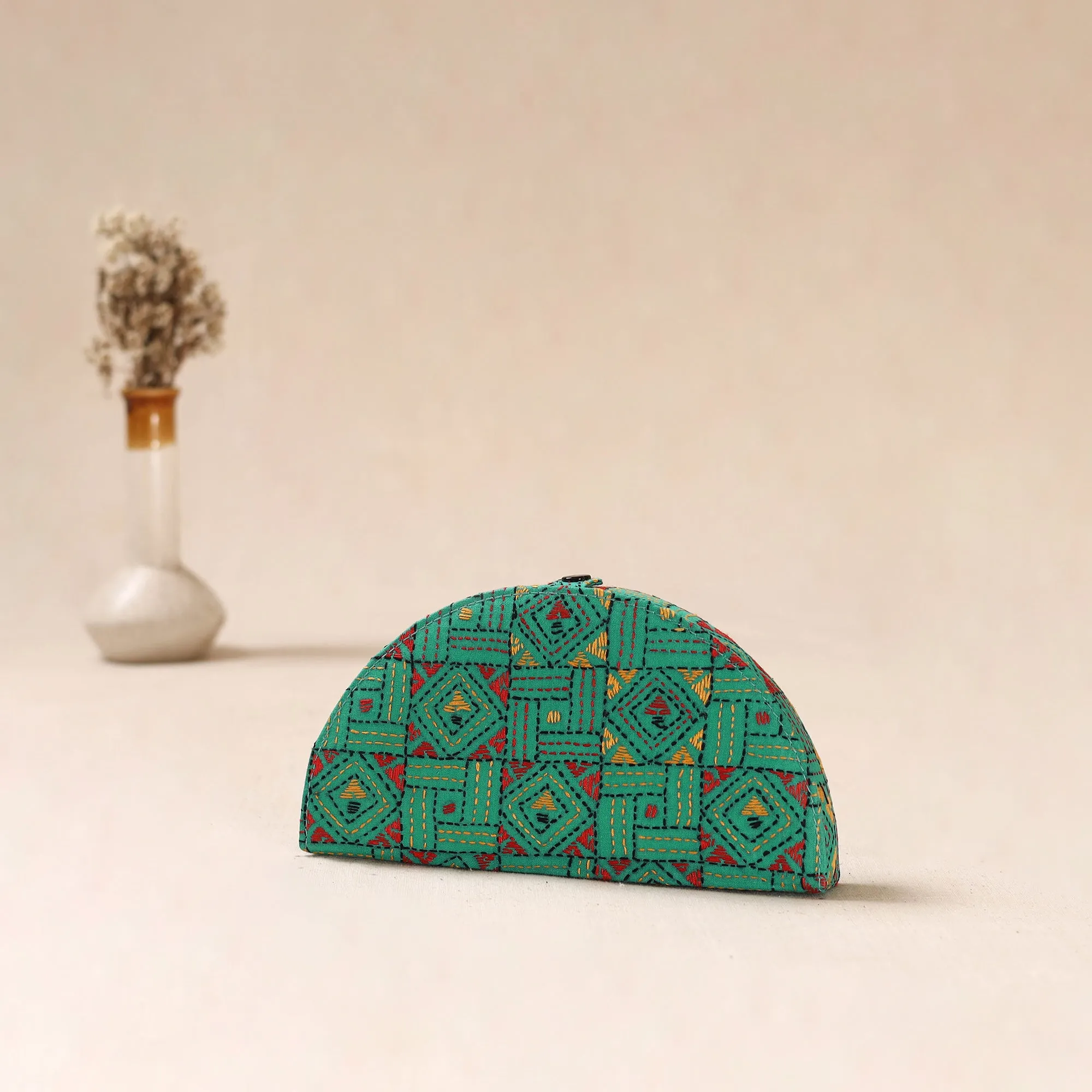 Green - Bengal Kantha Work Handcrafted Jewellery Box 03 sold by Itokri product image thumbnail 4