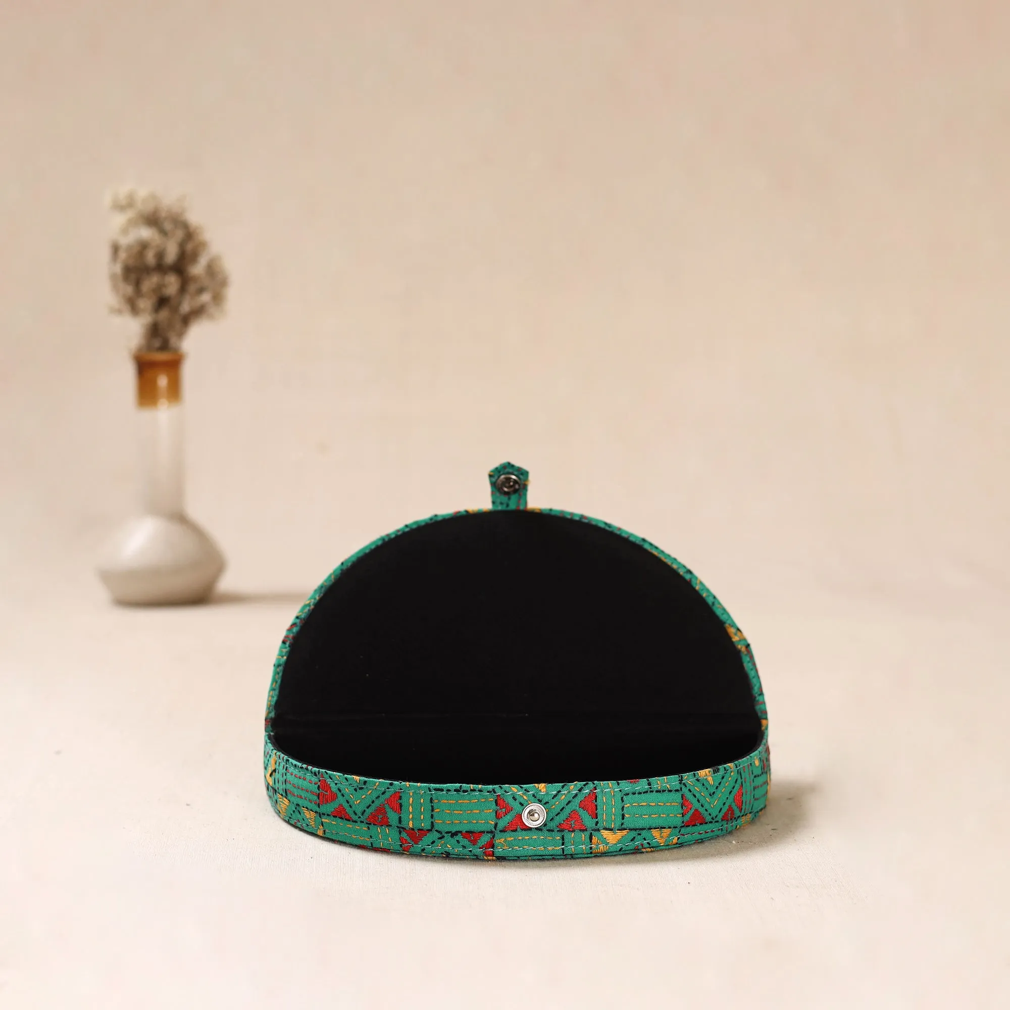 Green - Bengal Kantha Work Handcrafted Jewellery Box 03 sold by Itokri product image thumbnail 2