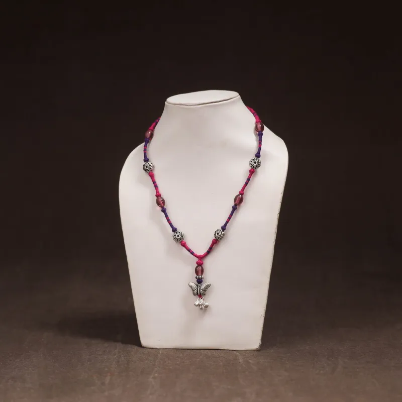 Pink - Patwa Threadwork Beaded Necklace by Kailash Patwa 05 made by Itokri