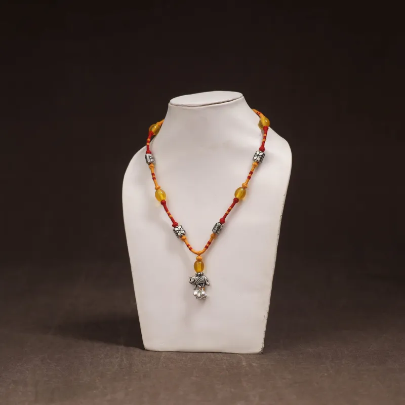 Yellow - Patwa Threadwork Beaded Necklace by Kailash Patwa 03 made by Itokri
