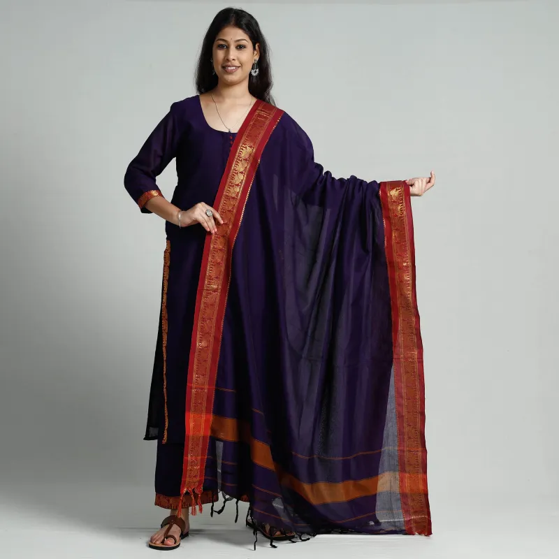 Purple - Voilet Dharwad Cotton Kurta with Palazzo & Dupatta Set made by Itokri