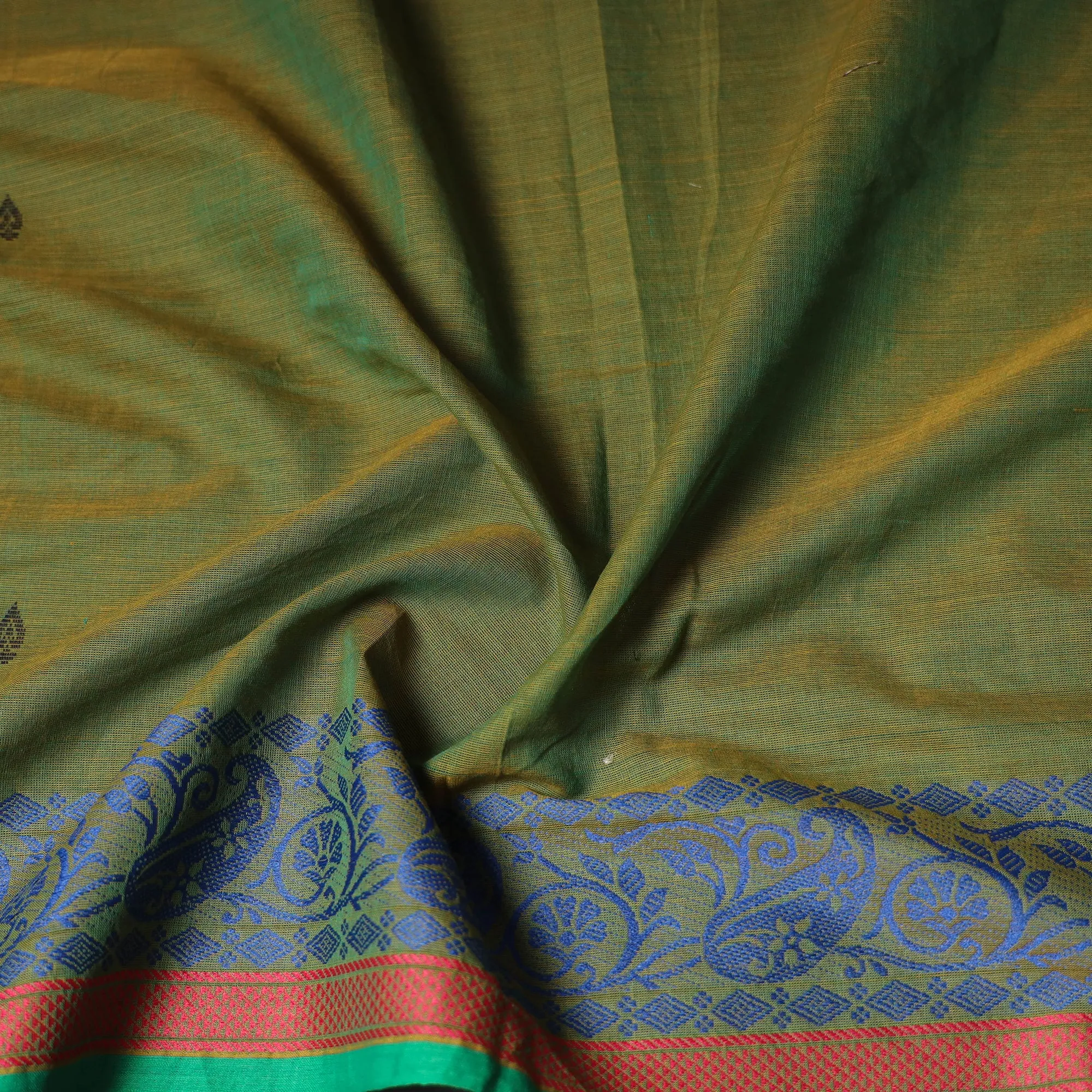 Green - Kanchipuram Weave Cotton Blouse Piece 66 sold by Itokri product image thumbnail 3
