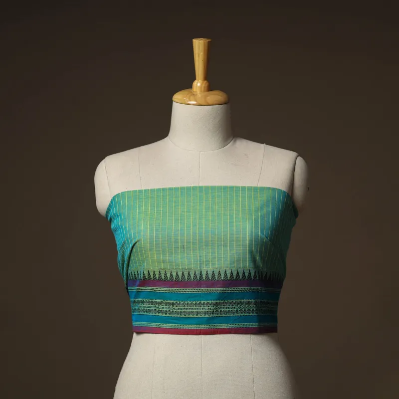 Green - Kanchipuram Weave Cotton Blouse Piece 61 made by Itokri