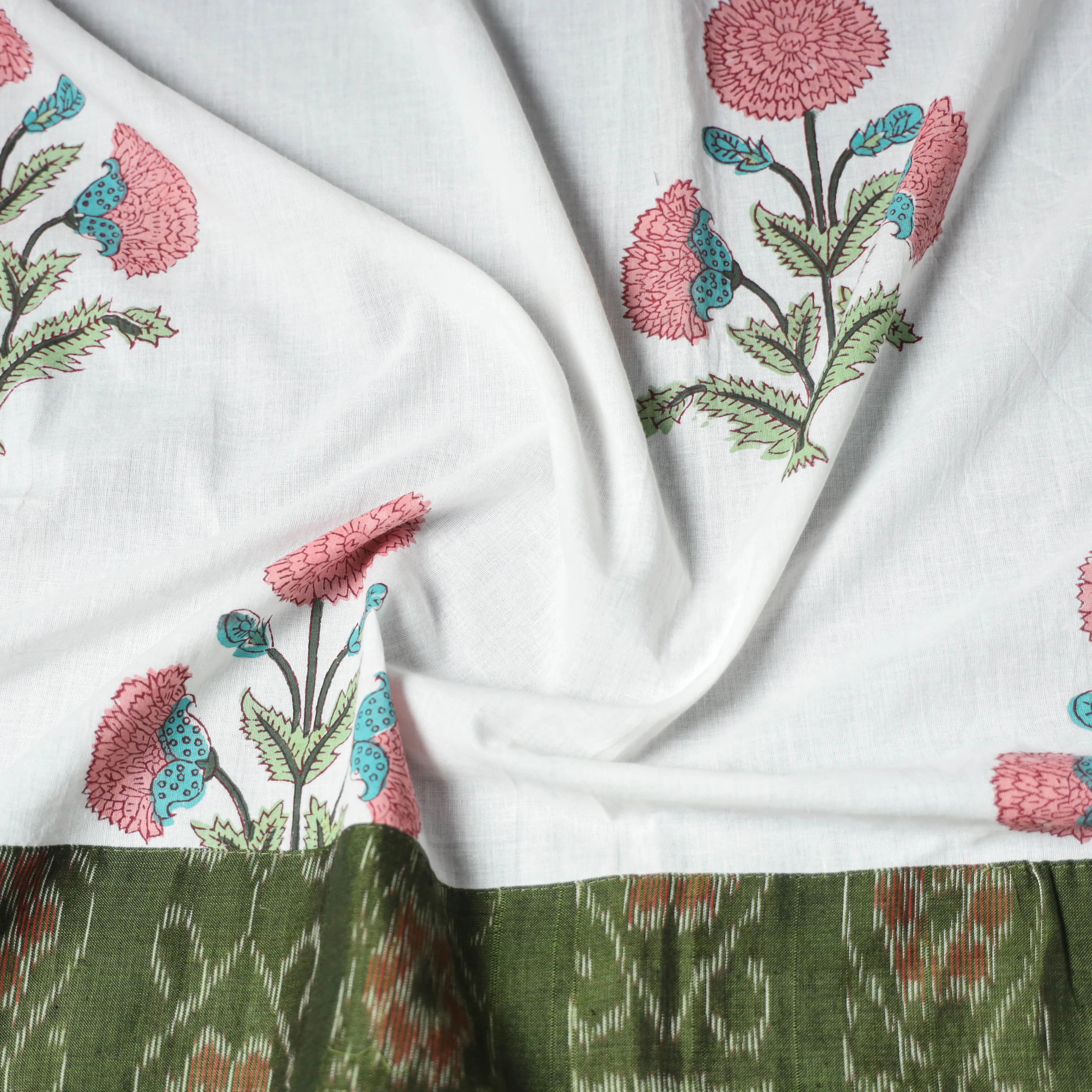 White - Sanganeri Hand Block Print Cotton Blouse Piece 53 sold by Itokri product image thumbnail 3
