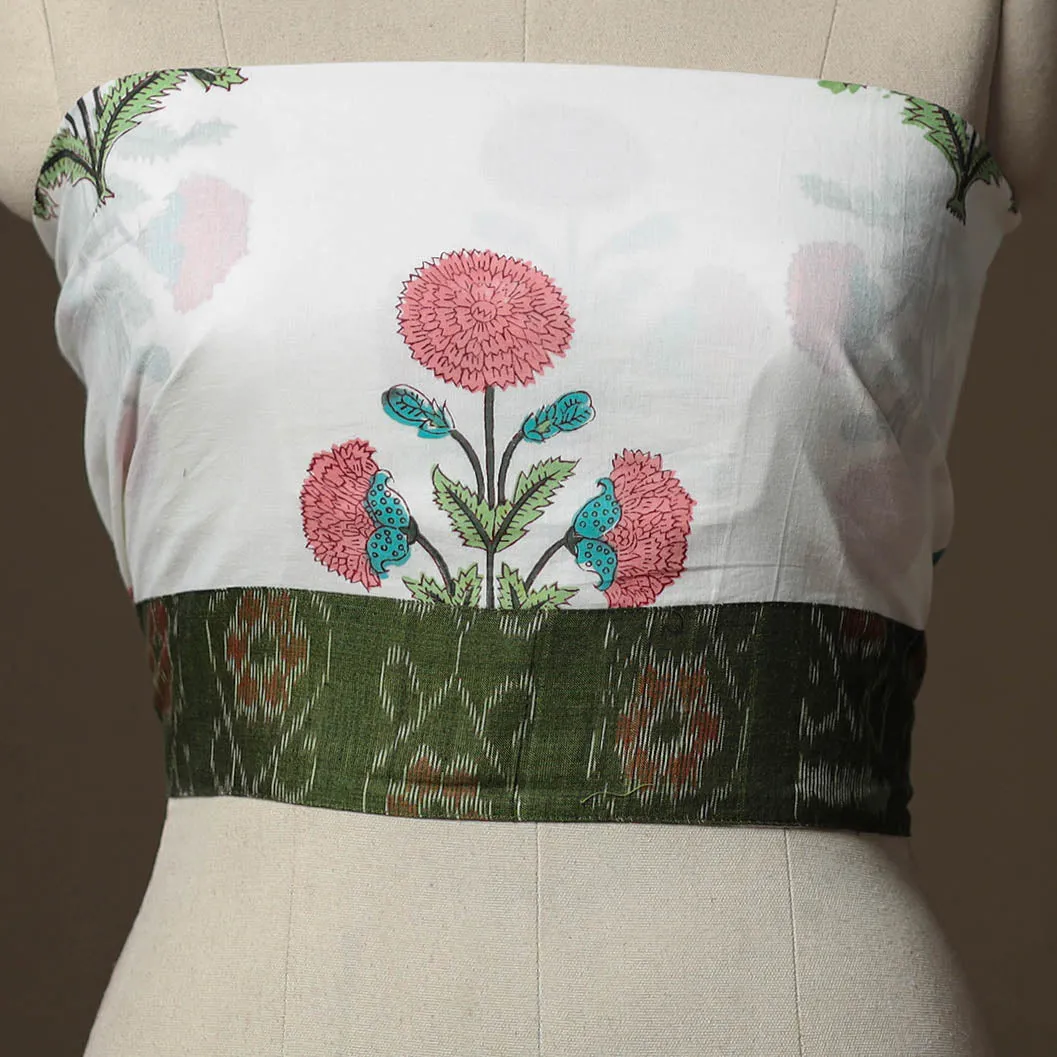 White - Sanganeri Hand Block Print Cotton Blouse Piece 53 sold by Itokri product image thumbnail 2