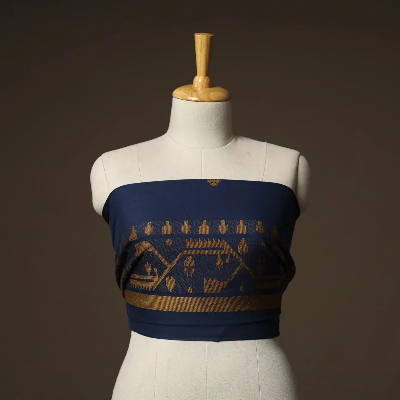 Blue - Jacquard Weave Cotton Blouse Piece 44 made by Itokri